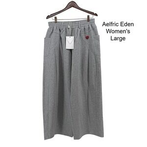 NWT Aelfric Eden Womens Wide Leg Heart Embroidered Sweatpants Grey Large